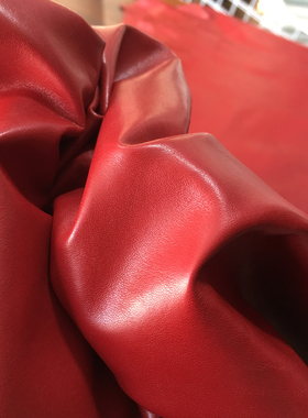 ds1特种皮红色袋鼠皮真皮手工DIY皮料0.5-0.7mm软