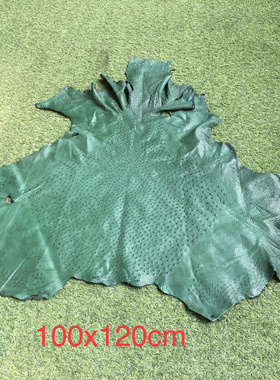 tzp315墨绿色整张鸵鸟皮特种动物真皮箱包鞋靴皮具手工DIY皮料