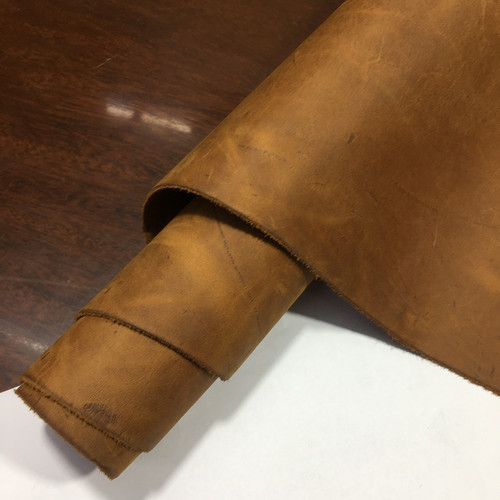 D1296疯马油蜡头层牛皮2.2适中微挺真皮鞋靴箱包皮具手工DIY皮料