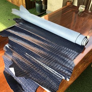 靴手工皮料 G11339托斯卡纳1.1mm挺蓝色鳄鱼纹头层牛皮真皮箱包鞋