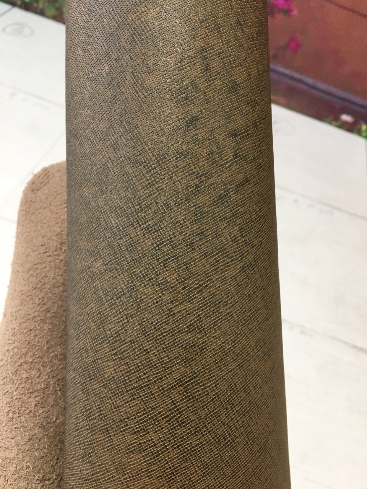 双色十字纹头层牛皮皮料库存清仓
