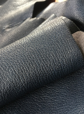 Yp3005蓝色缩纹羊皮真皮手工DIY皮料1.1mm软