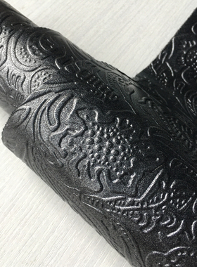 J1117意大利锡色唐草花纹头层牛皮真皮手工DIY皮料1.2-1.4mm偏软