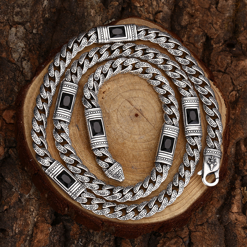 新品新款唐草纹项链复古做旧男女