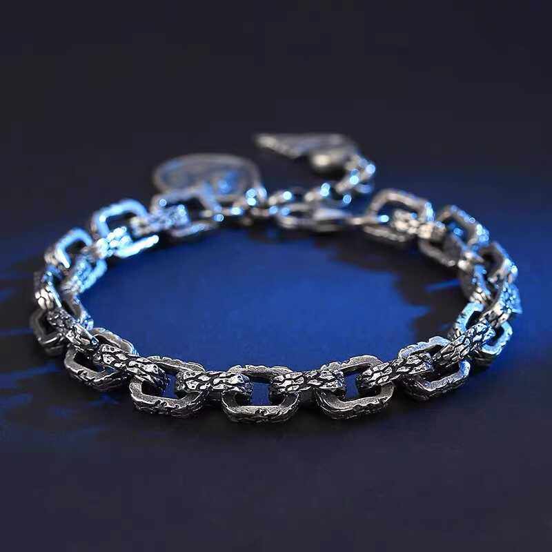 男士手链复古裂纹欧美时尚小众设计高级感冷淡风潮男饰品