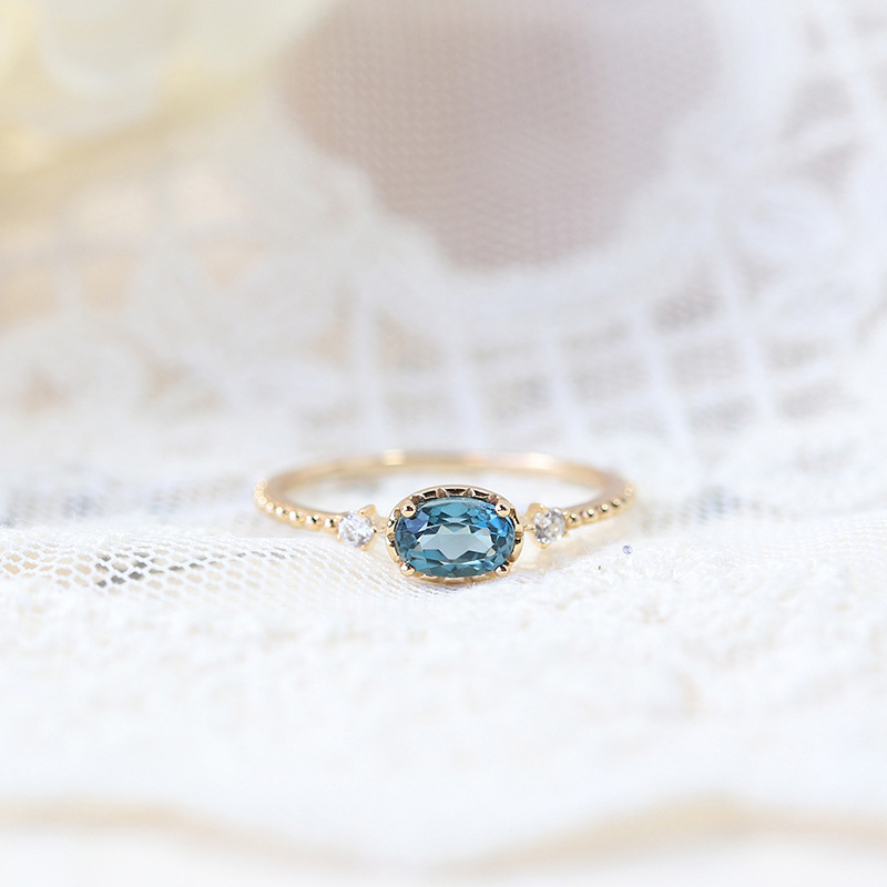 新品托帕石戒指日系轻奢小众椭圆