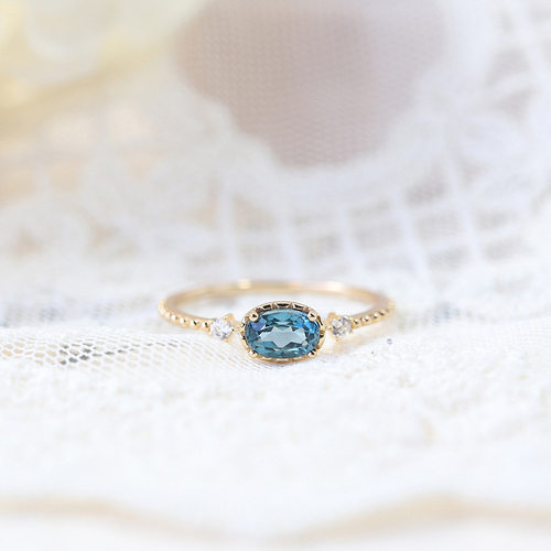 新品托帕石戒指日系轻奢小众椭圆