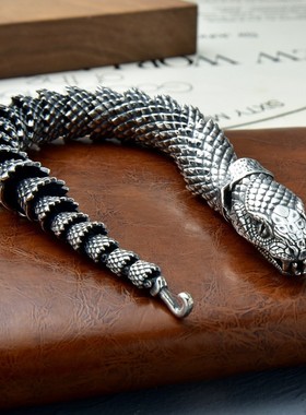 s925银个性ins潮流配饰蛇形手镯