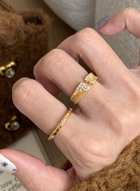 新品新款轻奢高级拉丝繁星点点戒