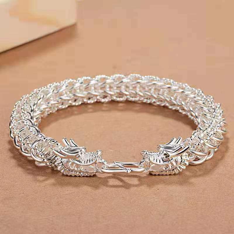 新品霸气男士龙头手链纯手工编织手链中国风复古手链龙鳞