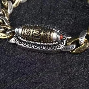 复古手工饰乌兰花旋转天珠貔貅六字真言转运坦克链手链