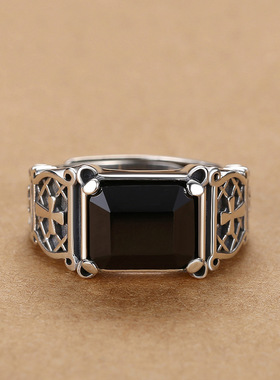 镀S925银男士戒指个性霸气潮流单