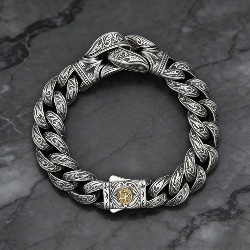 高级感手链个性男女士阿拉伯风情卷草纹手工编织手链