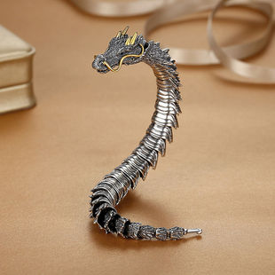 新款男龙头霸气个性潮复古小众设计高级感龙形龙鳞手饰