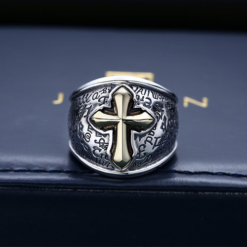 新品十字架戒指男士宽版食指指环