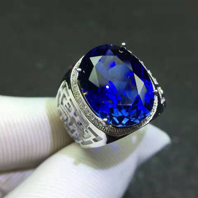 新品天然无烧斯里兰卡男款戒指火彩全净体金色活口