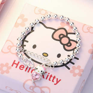 新品手链女童可爱儿童宝宝婴儿卡通猫圆珠简约生日礼物
