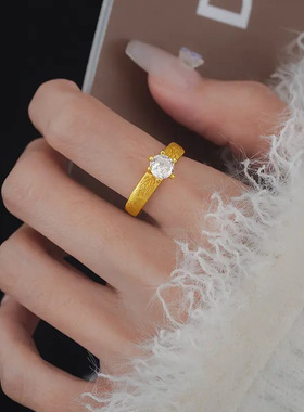 新品新款中古拉丝戒指轻奢高级感