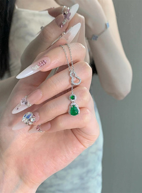 新品新中式人工蓝水蛋面葫芦吊坠