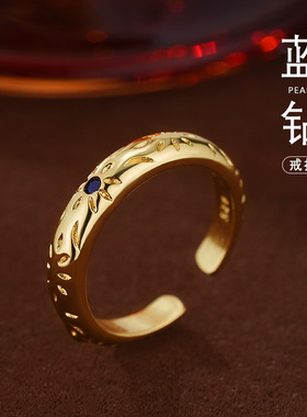 新品年新款轻奢高级感蓝钻戒指小