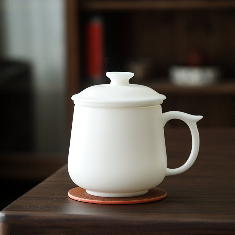 文创冰种素烧办公水杯带盖过滤茶水分离泡茶伴手礼三件套礼品