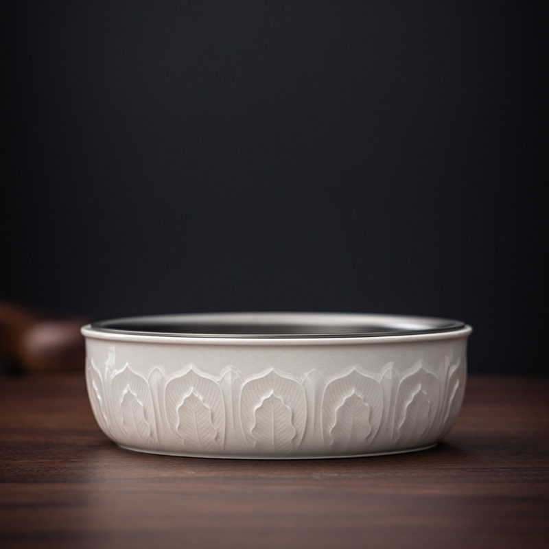 草木灰青莲壶承干泡台壶托茶具配件茶室陶瓷茶壶垫茶艺文人器皿