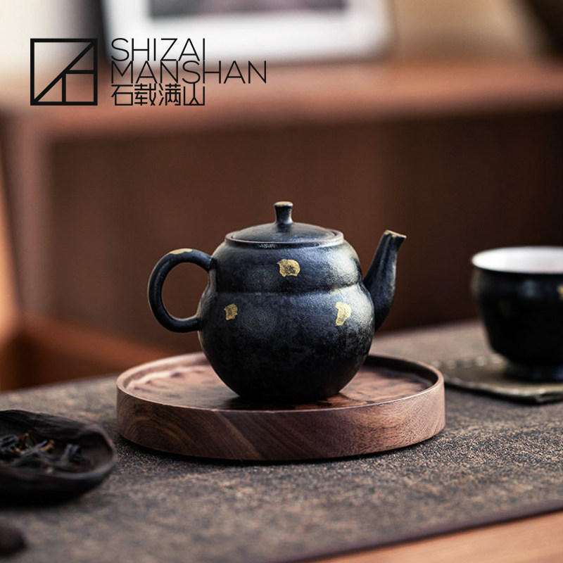 黑陶茶壶家用陶瓷泡茶壶小号茶具粗陶洒金葫芦壶中式轻奢风泡茶器,餐饮具,茶壶,淘宝优惠券,粉丝福利购,淘宝优惠卷