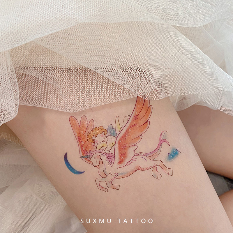 苏小木 ins风梦幻可爱独角兽 纹身贴防水女持久逼真简约贴画