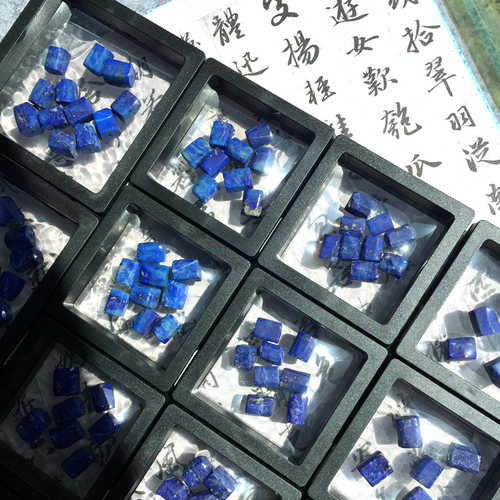 老矿无优化青金石随形桶珠古朴
