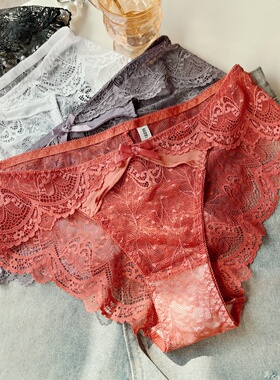 200斤加大码内裤甜美性感纯欲风透明蕾丝边甜美薄简约透气三角裤