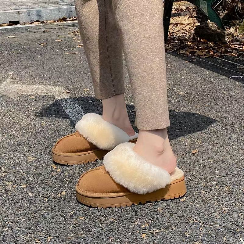 厚底羊毛拖鞋女外穿雪地靴