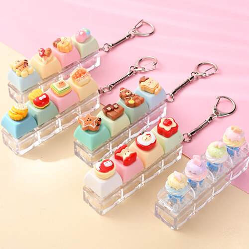 Button keyboard fidget toy Cute keychain pendant捏捏乐解压