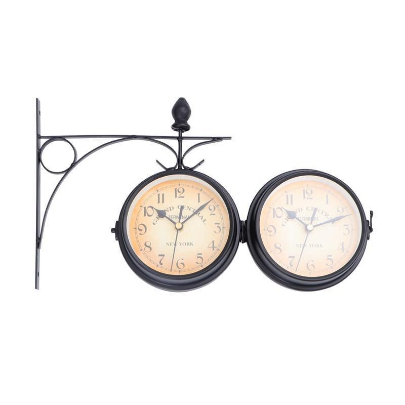 Clock Wall Retro Clocks Double Sided Hanging Vintage Decor I