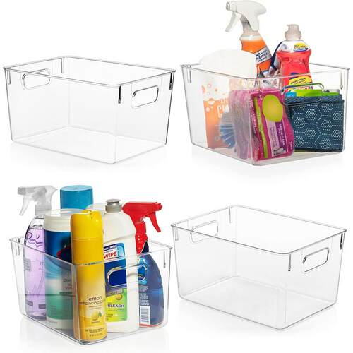 Home and Kitchen Organization Plastic clear storage bins box