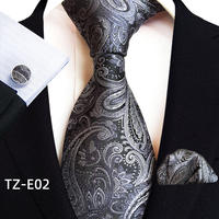 Luxury Blue Plaid Dot Silk Ties For Men Solid Wedding Access thumbnail 2