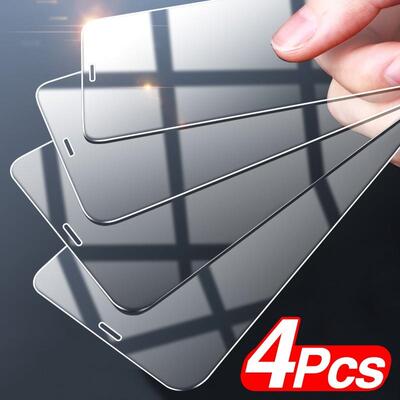 4PCS Tempered Glass适用于iPhone11 12 13 14 15 16 17 Pro Max XR XS Max Screen Protector钢化膜屏幕贴膜