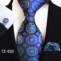Luxury Blue Plaid Dot Silk Ties For Men Solid Wedding Access thumbnail 3