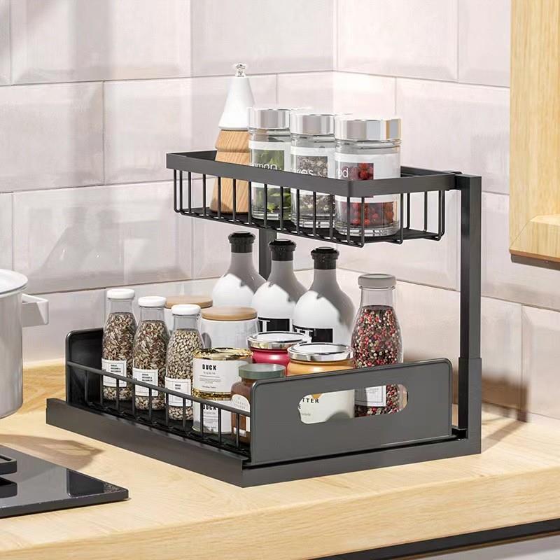 Kitchen cabinet storage rack, sink storage rack organizer