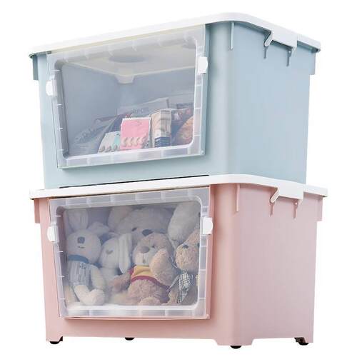 Large Transparent plastic storage box front open Toy clothes
