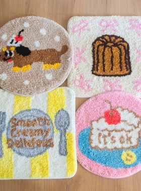 CreamyMarket可口奶油小狗坐垫可露丽蛋糕可爱植绒地垫餐厅咖啡店