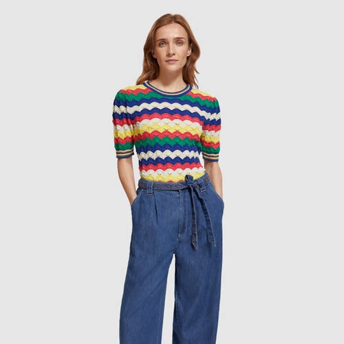 国现Scotch & Soda手工编织彩虹条纹上衣