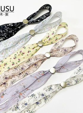 2026新原创田园风碎花雪纺帽子防风绳太阳帽草帽防晒帽子带子加长