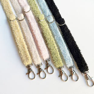 新款毛绒绒可调节双扣头手机壳挂绳包包拍立得替换肩背带子斜挎绳