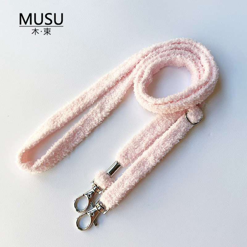 毛绒可调节双扣头手机壳斜跨可背挂绳包包拍立得通用肩背带斜挎绳