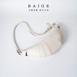 头层牛皮牛角包新款 单肩斜挎包 女士女包高级休闲慵懒感女款