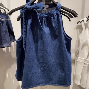 小众超好看系带蝴蝶结独特漂亮气质 蓝色牛仔背心2025新款 夏季 爆款