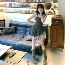 小个子高级感牛仔连衣裙女夏季小众设计辣妹甜酷风显瘦吊带蓬蓬裙