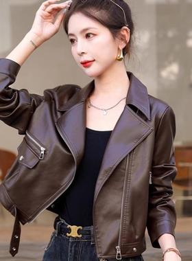 2025秋季新款小个子皮衣外套女爆款pu皮短款机车服爆款休闲皮夹克