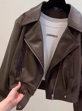 复古pu皮衣工装外套女2025秋冬季小个子时尚百搭显瘦夹克上衣短款