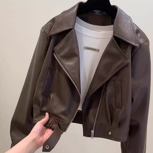 复古pu皮衣工装外套女2025秋冬季小个子时尚百搭显瘦夹克上衣短款
